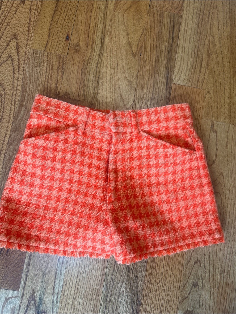 Zara Orange Houndstooth Women's Bermuda Shorts